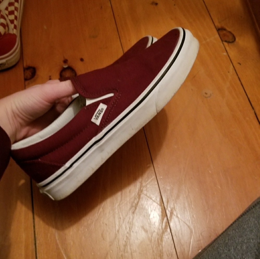 maroon slip ons